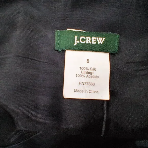 J.Crew Black Silk Taffeta Midi Dress A Line Cocktail Criss Cross Back Lined SZ 8 - Picture 7 of 12